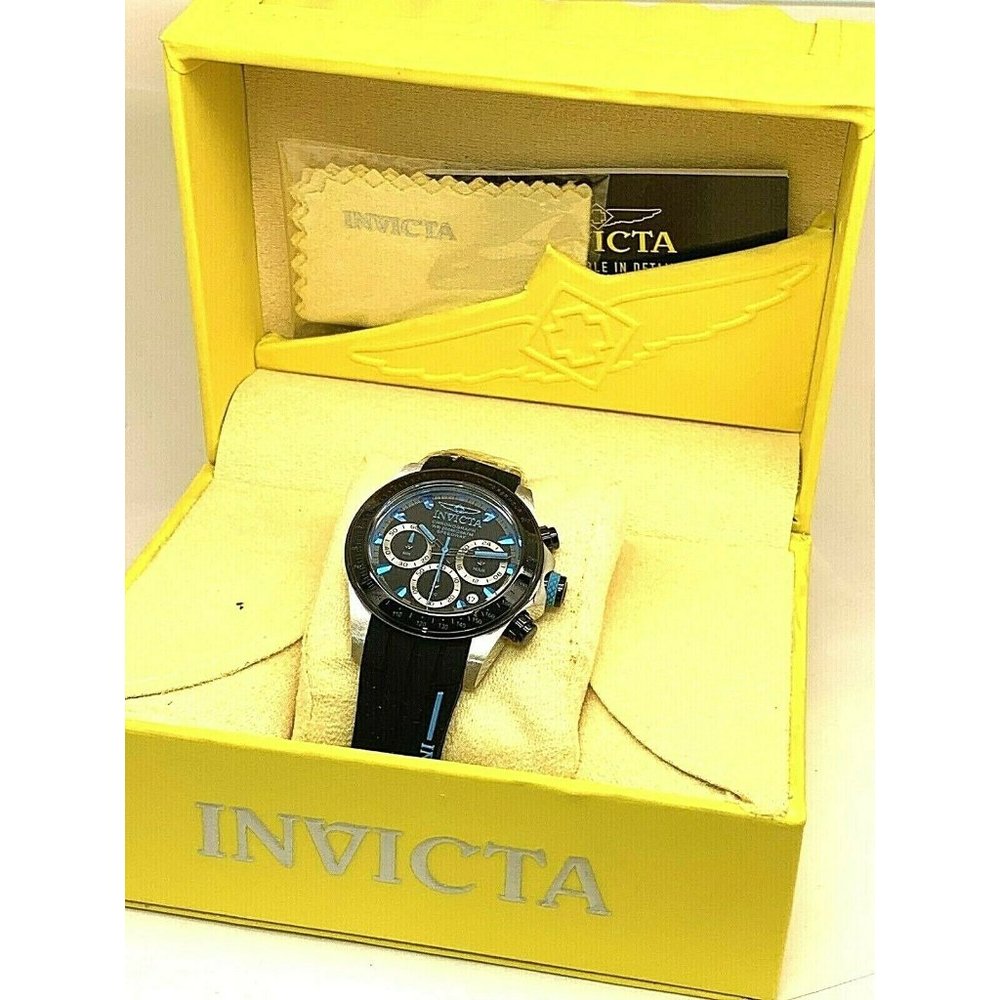 Invicta Men's Watch 17193 Speedway Chronograph Quartz Blue Black Rubber Band - Picture 3 of 12